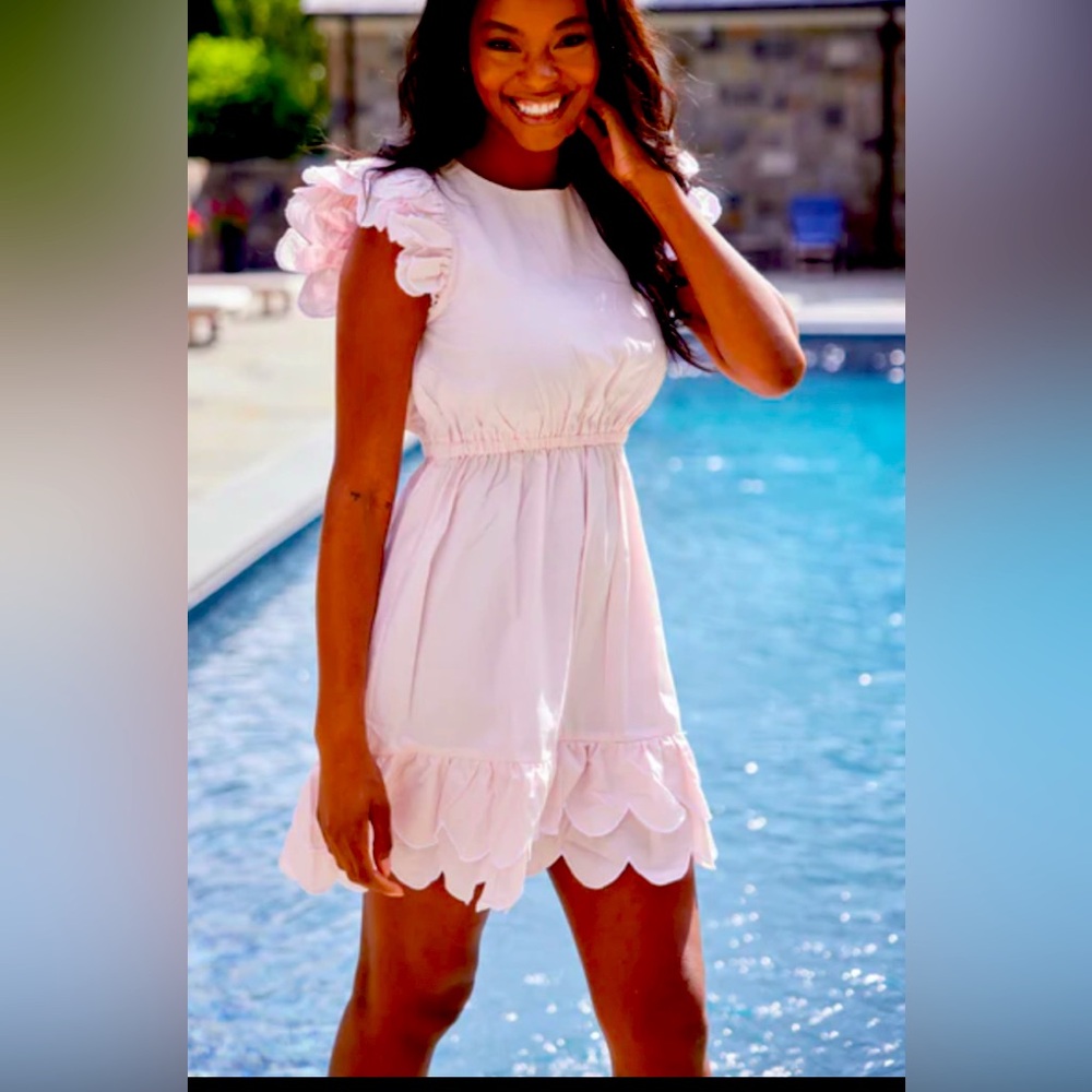 STS x PALM BEACH LATELY Scalloped Hem Mini Dress